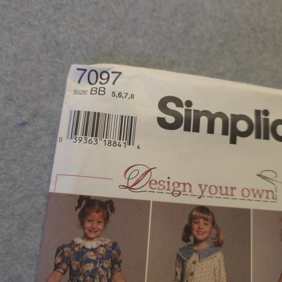 Simplicity 7097 Girls Dress Pattern Size 5-8 BB Design Your Own 9 Styles Easy - Picture 2 of 6